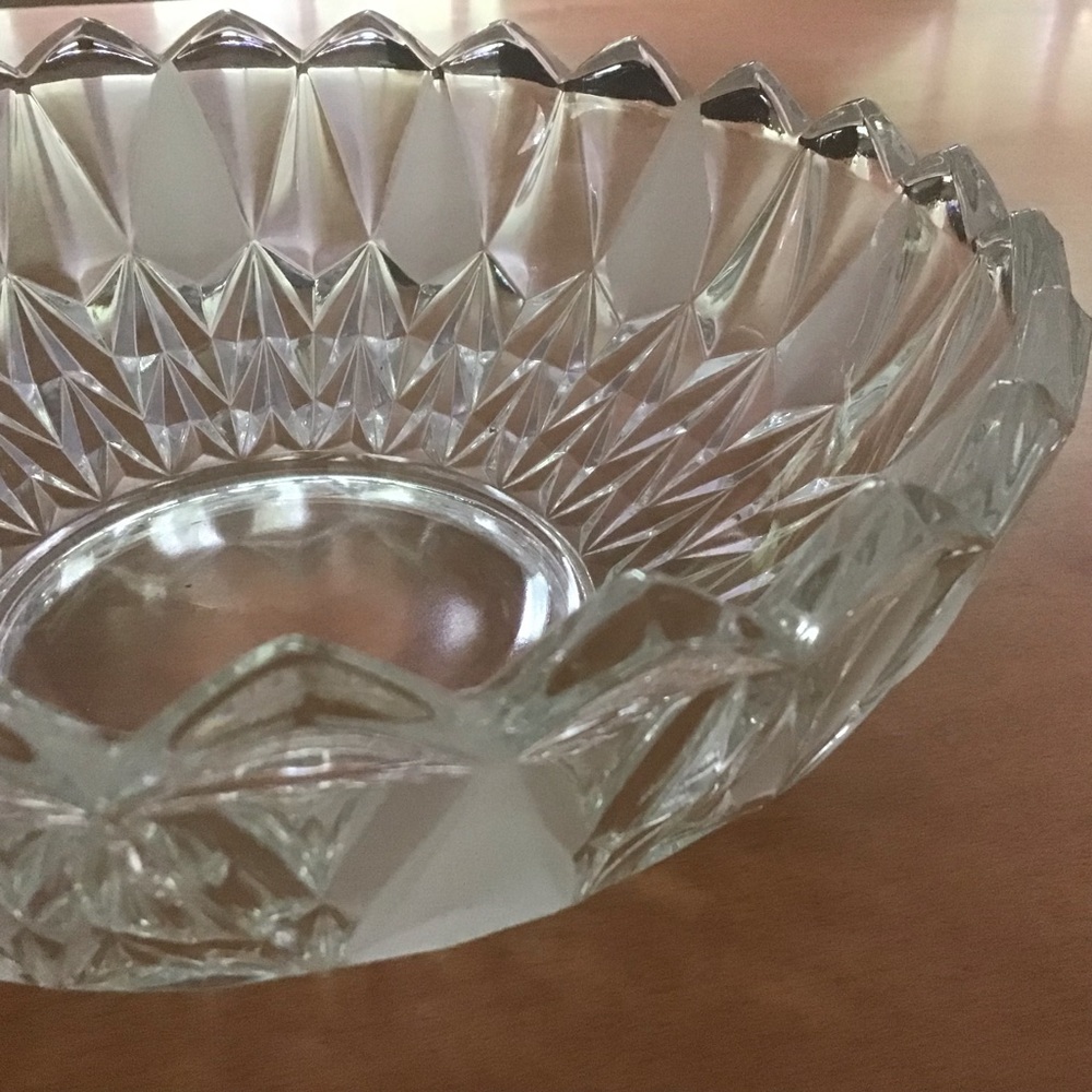 Vintage Cut Glass Crystal Serving Bowl and Saucer Set - Picture 3 of 5